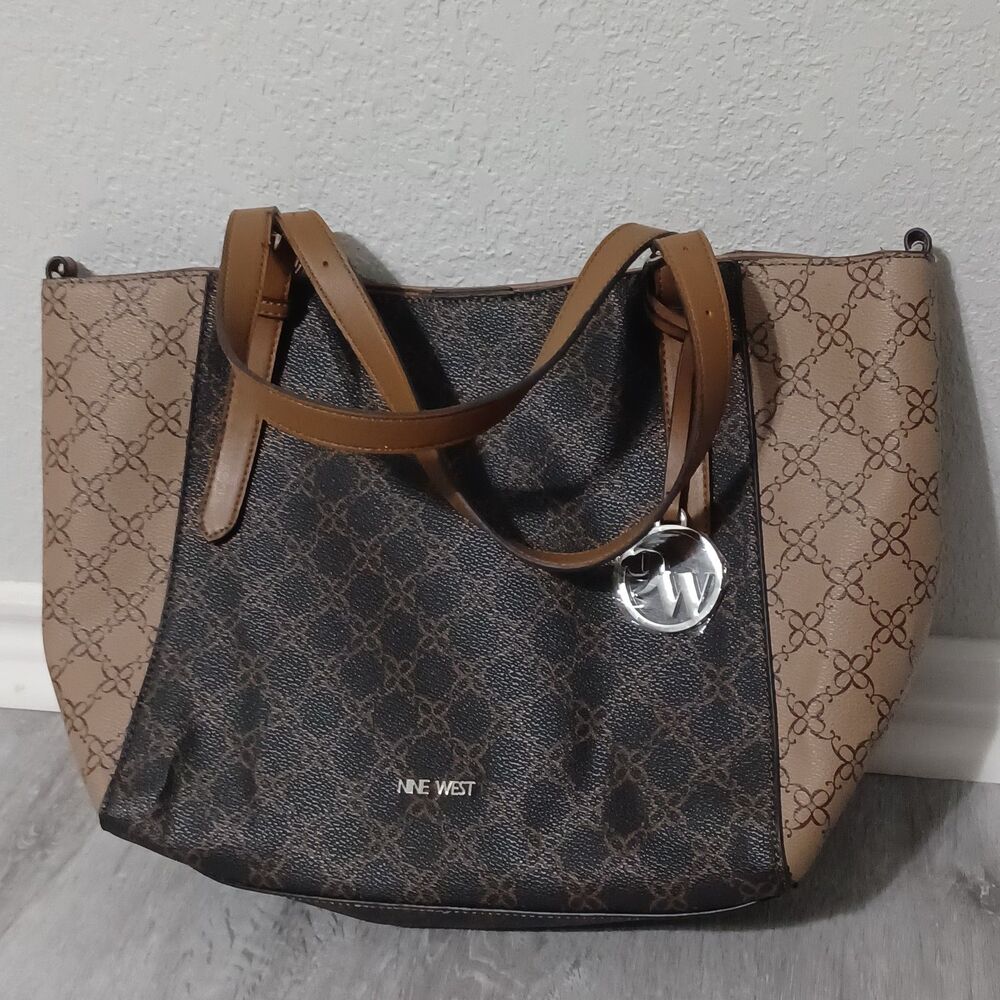 NINE WEST Two-Toned Brown Tote Bag & Crossbody Set - Picture 2 of 7